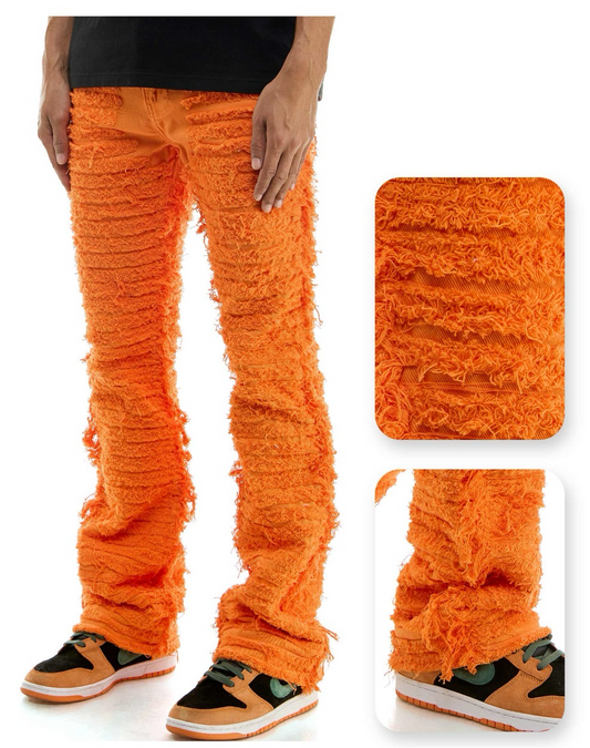 Orange Distressed skinny flare pant