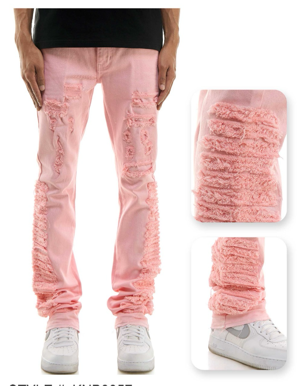 PINK
DISTRESSED STACK PANTS
STACKED FIT