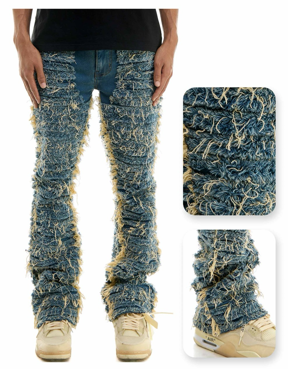 Blue Distressed skinny flare jeans