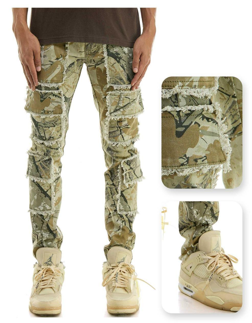 H.CAMO(GREY)
RAW EDGED SKINNY CARGO PANTS
SKINNY FIT