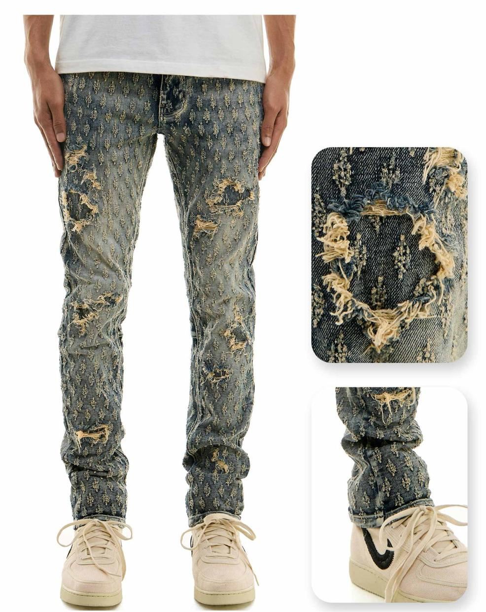 BLUE
SELF PATCHED JACQUARD JEANS
SKINNY FIT